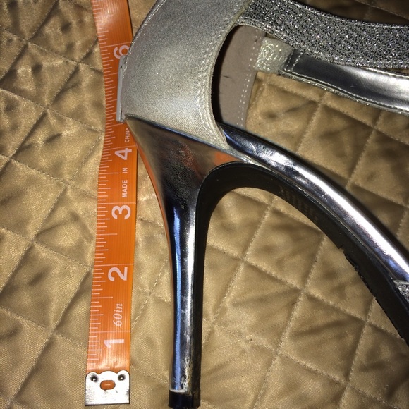 Silver sparkle T-strap heels. Size 8. - Picture 4 of 4