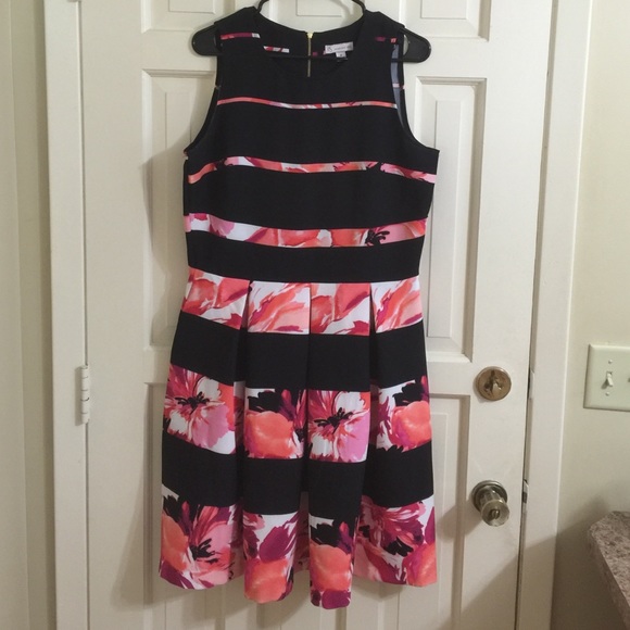 Black & Floral Striped Dress