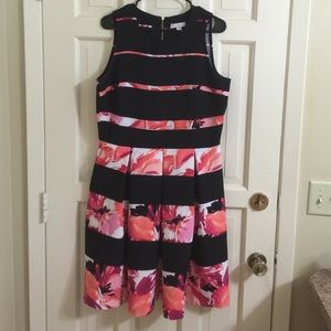 Black & Floral Striped Dress