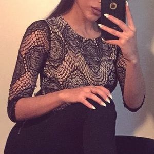 Black and nude Lace crop top