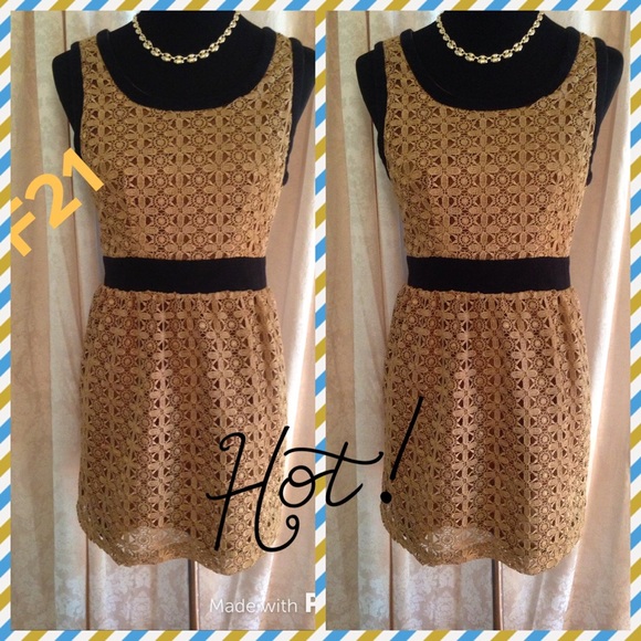 Forever 21 Dresses & Skirts - "Gold Lace=Great Taste" dress