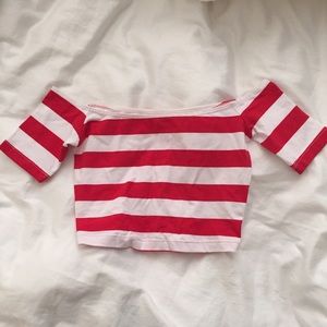 American apparel off the shoulder striped croptop