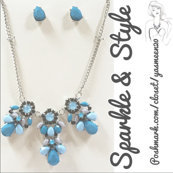 ✨ Blue stone necklace and earrings set ✨ - Picture 2 of 5