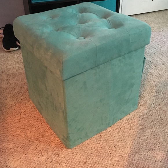 Blue storage ottoman