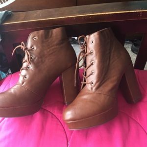 Brown platform heels