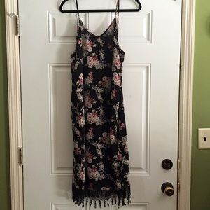 UO floral fringe slip dress