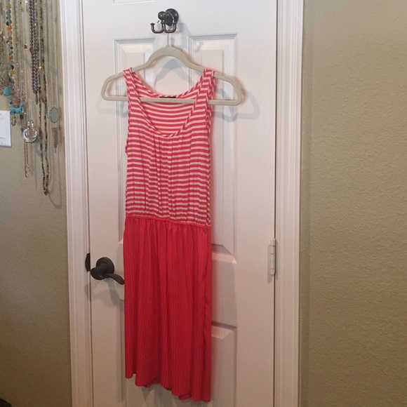 Coral striped dress