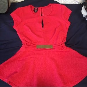 Bebe Bright Coral Peplum