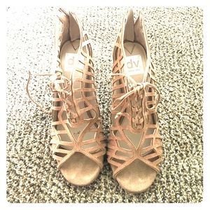 Dolce vita caged lace up nude heels