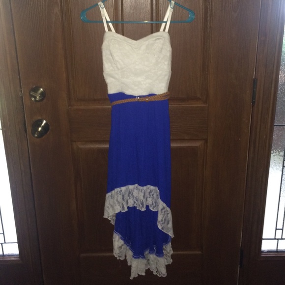 blue and white dress