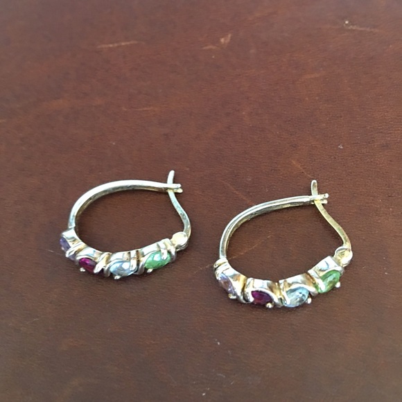 Earrings with small precious stones 14k