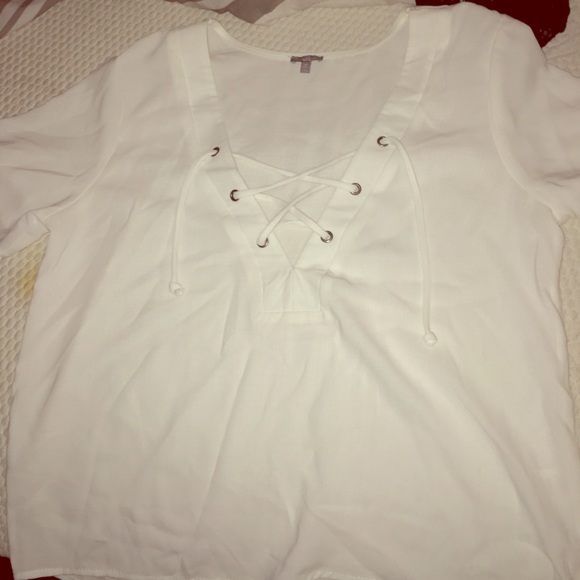 Charlotte Russe cross laced white blouse