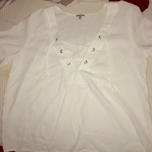 Charlotte Russe cross laced white blouse