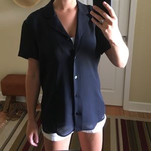 Navy short sleeve blouse