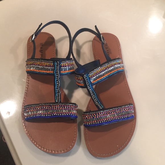 Mult-colored beaded sandals