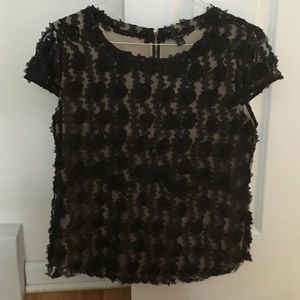 Ann Taylor Black and Nude Floral Top