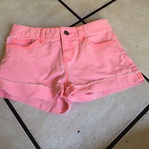 Bright pink kids jean shorts from old navy