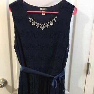 2XL Blue Lace Overlay Dress