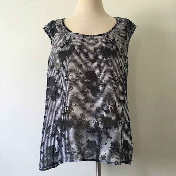 Maurices Tops - stripes and floral chiffon tank with keyhole neck