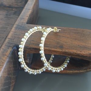 Gold and beaded hoop earrings