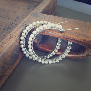 Large Pearly White Hoops