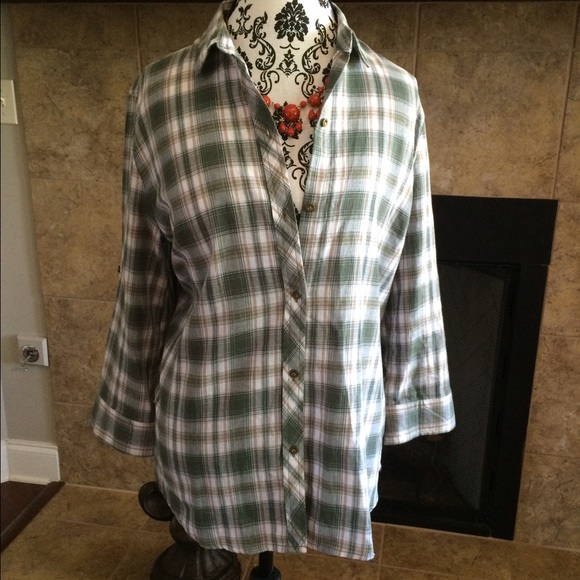 🛍 Laura Scott Button Down Plaid Shirt - Picture 1 of 4