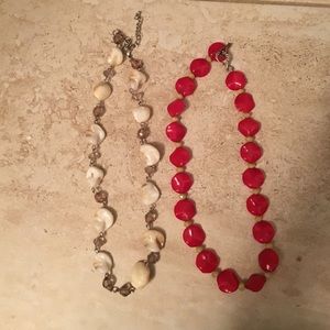 Red necklace and white necklace