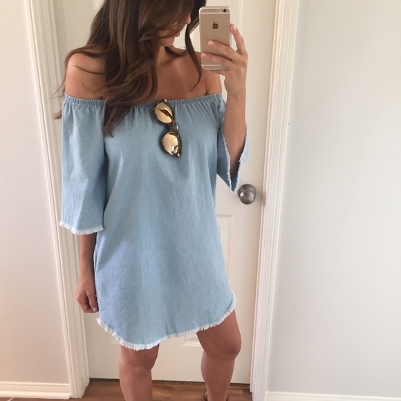 SOLD OUT | Denim Off-The-Shoulder Summer Dress - Picture 2 of 4