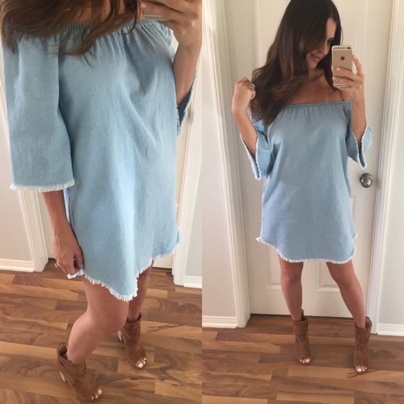 SOLD OUT | Denim Off-The-Shoulder Summer Dress - Picture 4 of 4