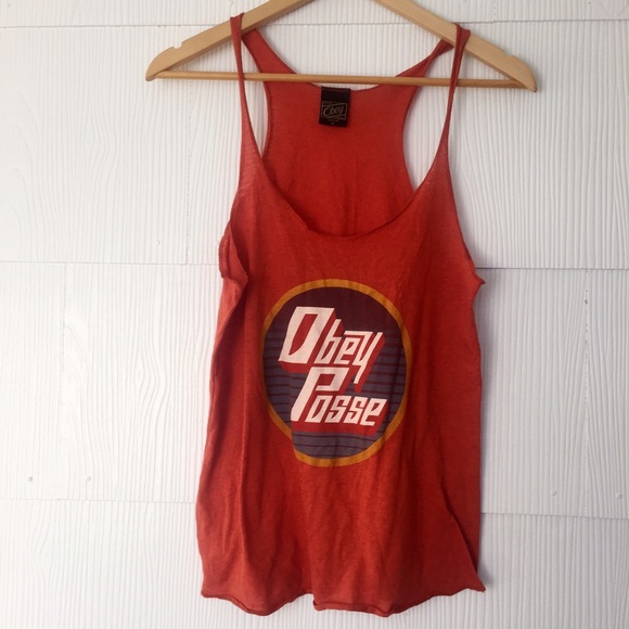 Obey Tops - Obey Posse Dark Orange Tank