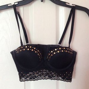 Black gold embellished bra