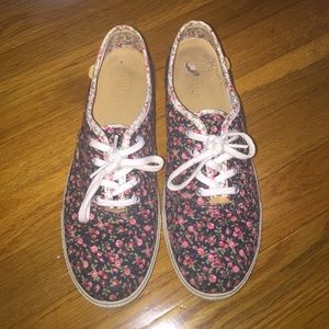 Navy floral print sneakers