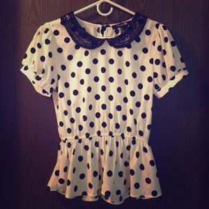 Dotted Peplum Blouse