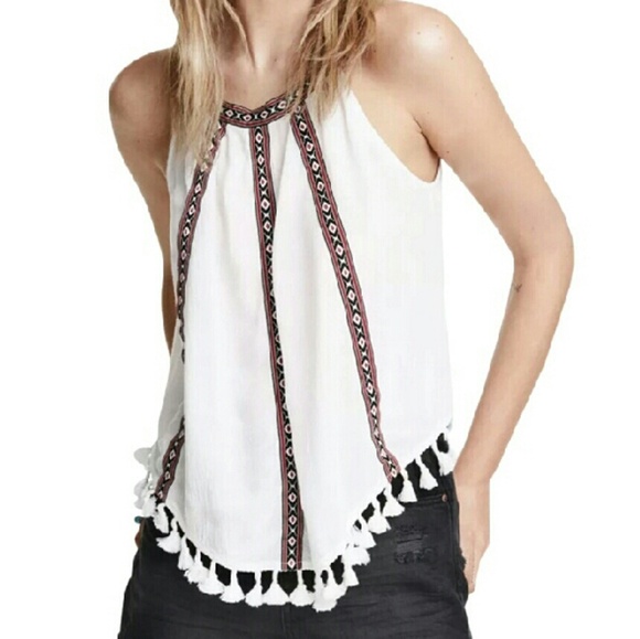 Halter Tank Top with Pom Pom Details - Picture 1 of 4