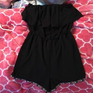 Black strapless romper