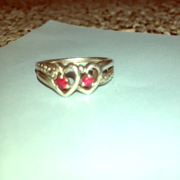 Two Heart Ruby Ring Size 6