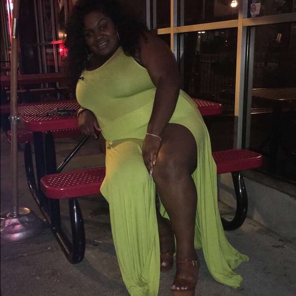 Double split Sundress Lime. Worn Only Once. - Picture 2 of 2