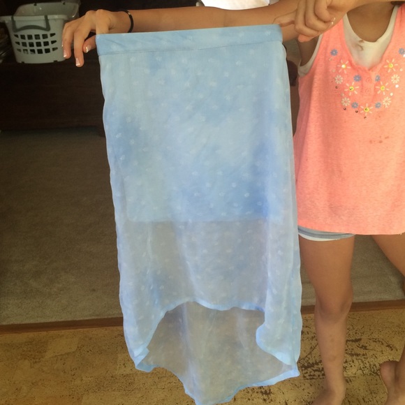 High low blue skirt/light white floral pattern - Picture 1 of 2