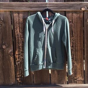 Olive Green Hooded Sweatshirt Jacket