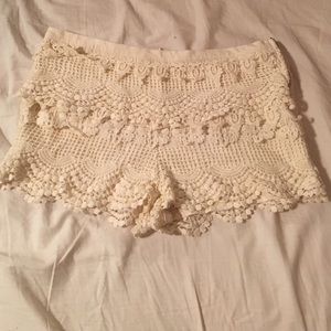 Cream lace shorts from Urban Outfitters