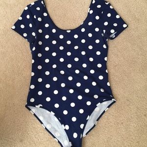 Polka dot body suit navy blue