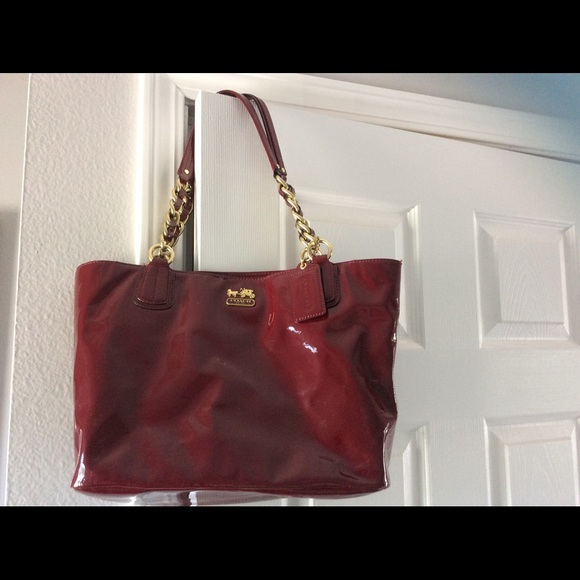 Coach Madison Patent Leather Purse Crimson Red