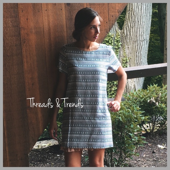 Abstract Print Shift Dress - Picture 2 of 3