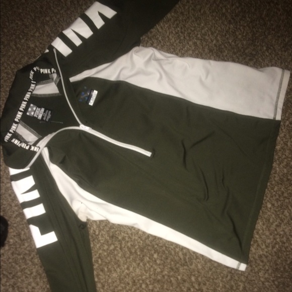 PINK ULTIMATE QuarterZip dark green women's Large