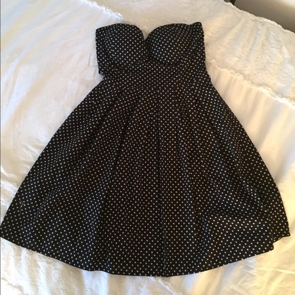 Strapless polka dot dress