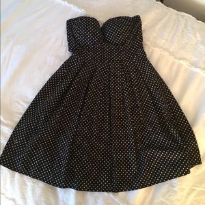 Strapless polka dot dress