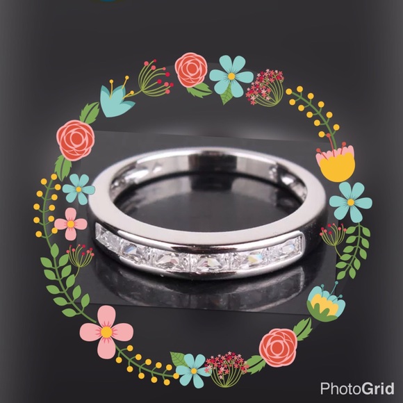 Jewelry - 💲✂️Size 4.5 Eternity princess Crystal 18K GF ring