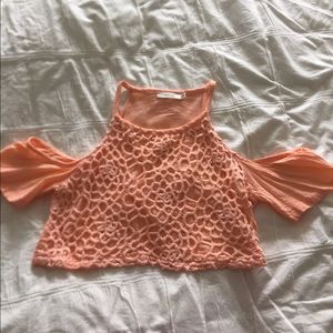 peach, textured LF crop top. Size XS