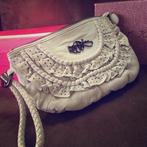 White Leather Betsey Johnson Clutch