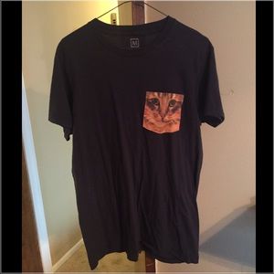 NAVY SHIRT WITH CUTE CAT POCKET DECAL